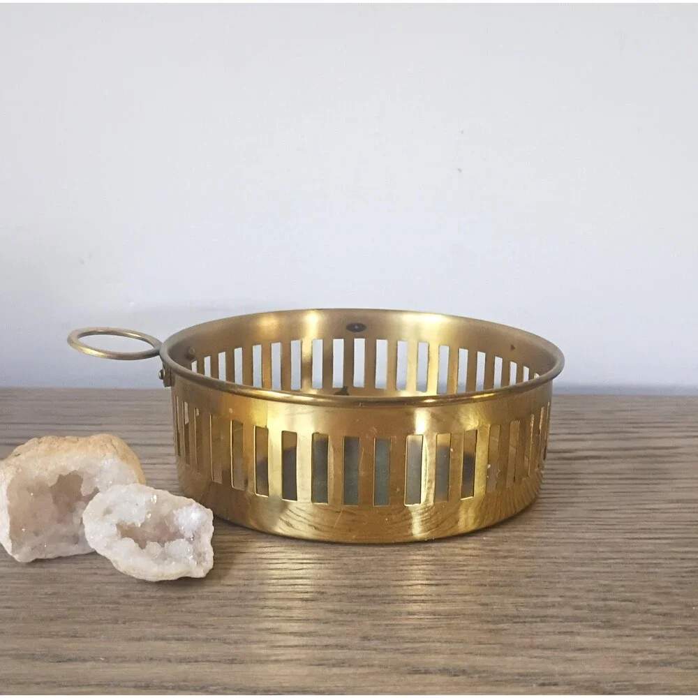 Vintage Solid Brass Pillar Candle Holder, Candle Dish, Coffee Table Decor